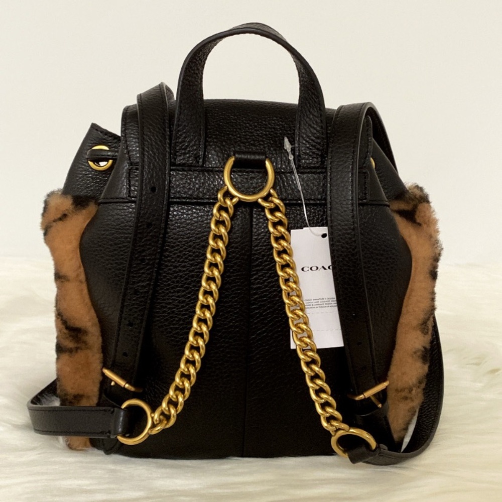 New💃Coach X Jennifer Lopez Pennie Backpack 22 In Signature Shearling - Picture 4 of 10